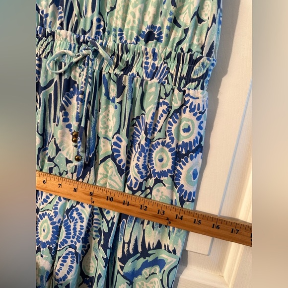 LILLY PULITZER Small Paulina Jumpsuit Sunset Swim Blue Green Tank Cropped Slim - Picture 12 of 15
